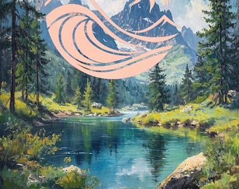 Mountain Scene Vinyl Decal | Water Bottle Decal | Car Window Decal | Laptop Decal