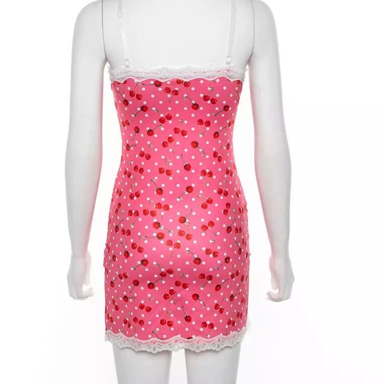 pink cherry lace dress