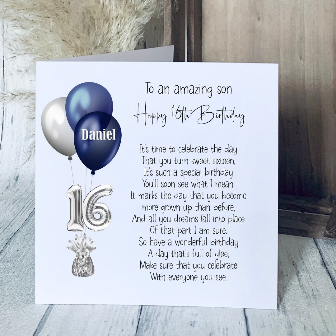 Personalised 16th Birthday Card 16th Birthday Card Boy Etsy UK