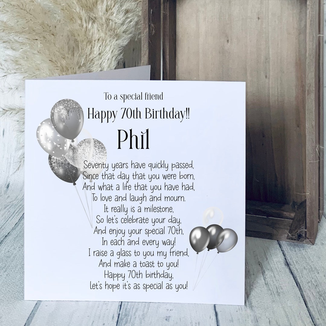 Personalised 70th Birthday Card 70th Card 70th Card for Him 70th ...