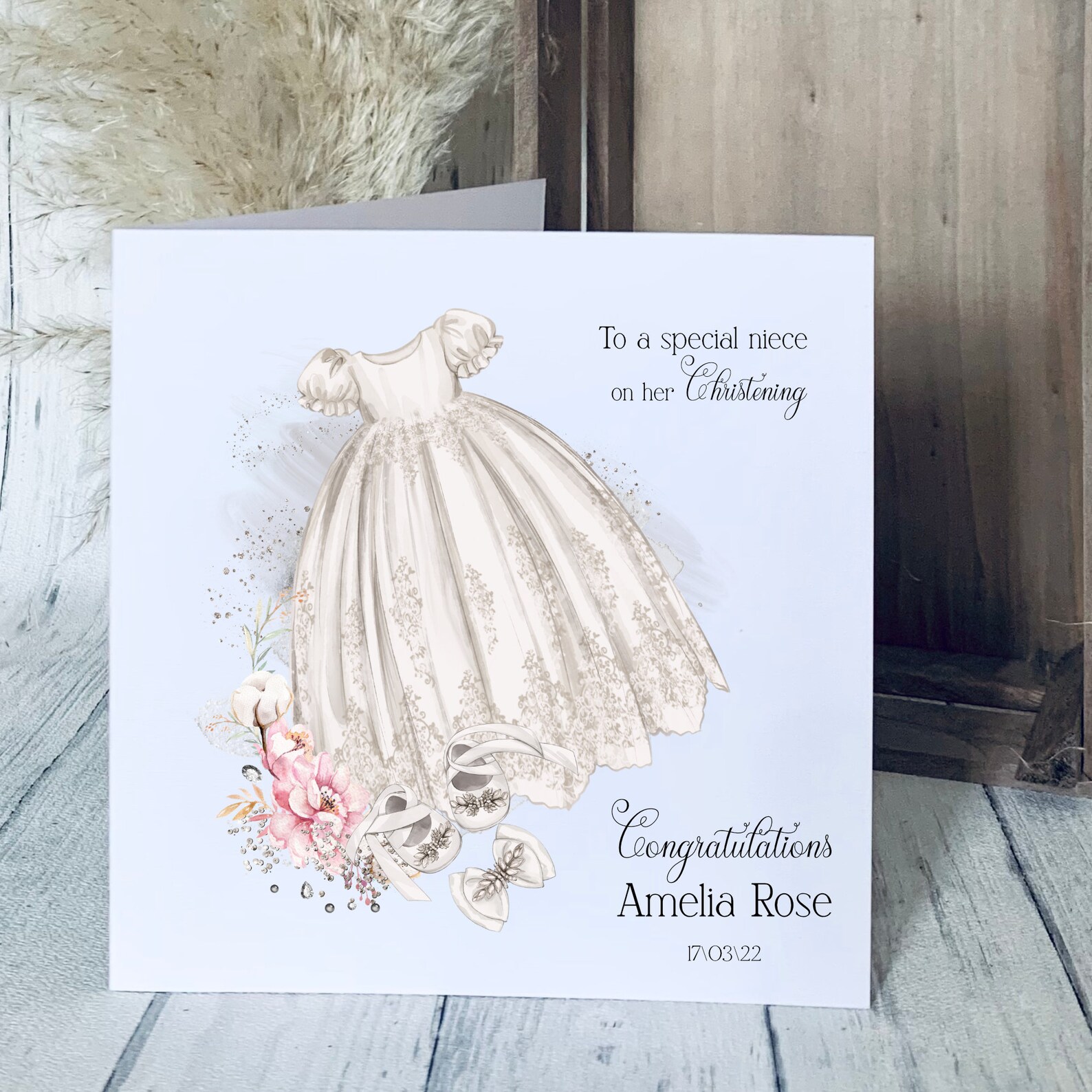 Personalised Christening Card for a Girl Christening Card Etsy