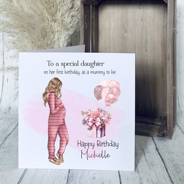 Personalised Mummy to Be Birthday Card; Birthday Pregnancy Card; Mummy to Be;  Pregnant Lady Birthday Card; First Birthday as a Mummy to Be