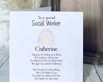 Personalised Social Worker Card | Adoption Social Worker | Thank you Social Worker | Child's Adoption Social Worker | Special Social Worker