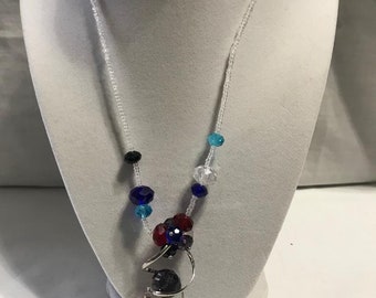 17" Glass Multicolored Necklace w/ 1" extender