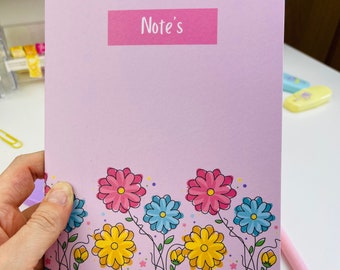 A5 Pink Notebook / Pink Flower print / Matte Finish