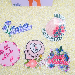 Geestelijke gezondheid gestanste waterbestendige stickers | Zelfzorg | Positieve affirmaties |Planner | Dagboek | Decoratie telefoonhoesje