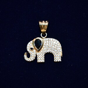 Shanghainese Laam Sandstone Elephant Pendant with 14K Gold and Ruby