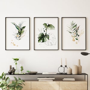 Impresiones botánicas / Conjunto de 3 impresiones / Impresiones enmarcadas / Impresiones de la naturaleza / Decoración del hogar / Arte de la pared / Hierbas botánicas / Conjunto de impresiones / Hoja de palma /