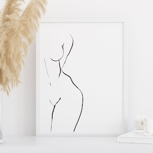 Weibliche Form Strichzeichnung | Gerahmter Druck | Lined Print |Wandkunst| Wohndeko| Schlafzimmer Druck| Home Druck| Ankleidezimmer Druck| Abstrakte Kunst