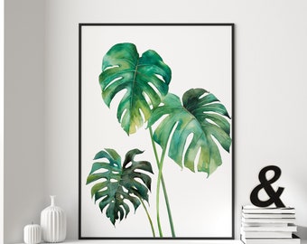 Aquarell Palmenblätter | Gerahmte Drucke | Botanischer Druck | Palmenblatt | Wandkunst | Wohndeko