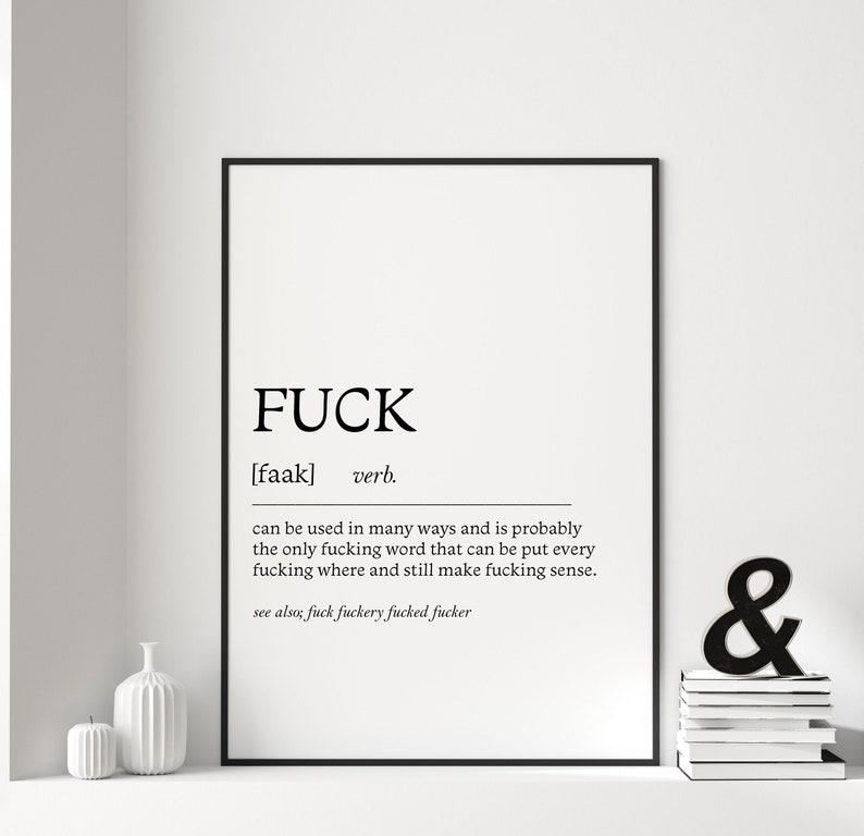 Fuck Noun Print Framed Print Fuck Verb Print Definition Etsy