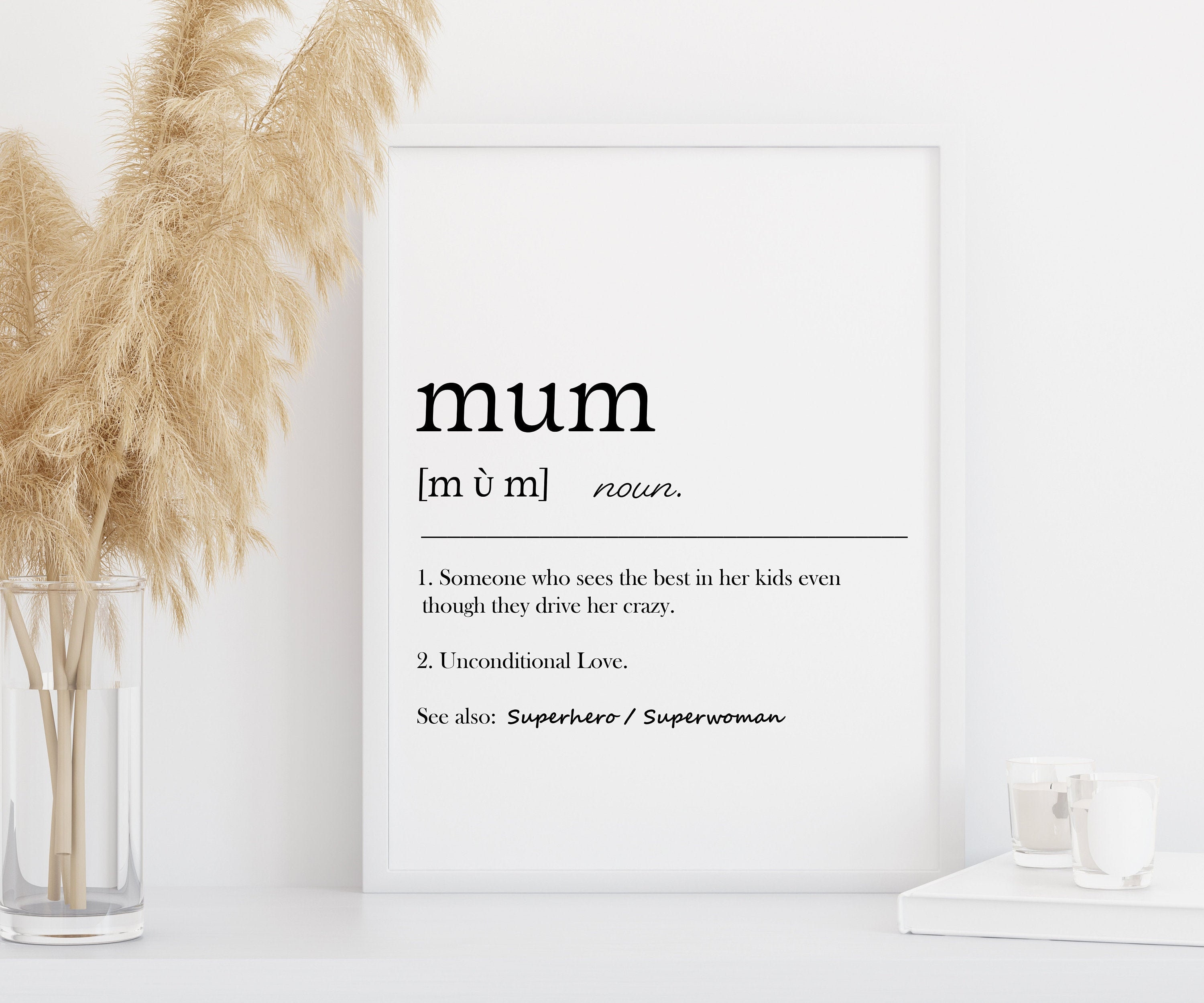 Mum Noun Print Framed Print Mum Print Definition Print Etsy