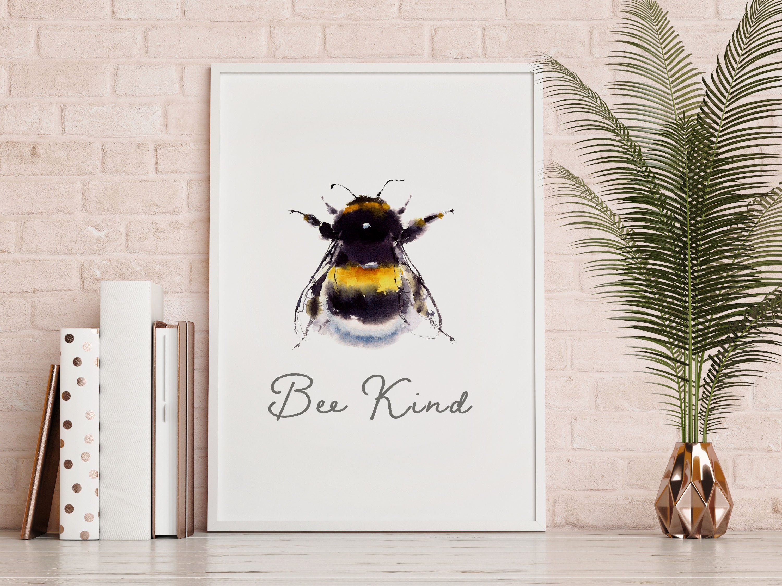 Bee Kind print Framed Print Bumble Bee Wall art decor Wall | Etsy