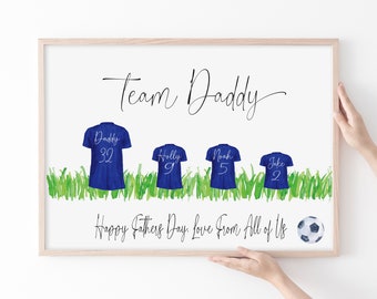 Personalised Fathers Day Print | Daddy | Dad | Personalised | Football Shirts | Gift | Fathers Day | Framed Print | Birthday Gift