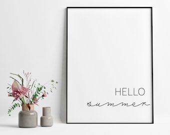 Hello Summer Print| Framed Print | Summer Print | Summer Season | Summer Season Print | Wall Art | Home Decor | Gift | Word Art