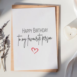 Tarjeta de feliz cumpleaños de lujo, Persona favorita, Cumpleaños, Novio, Novia, Esposo, Esposa, Amor, Personalizada, Mejores amigos, Bonita