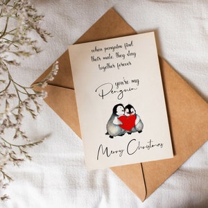 Luxe kerstkaart | Pinguïn | Kerstmis | Vriend | Vriendin | Echtgenoot | Vrouw | liefde | Gepersonaliseerd