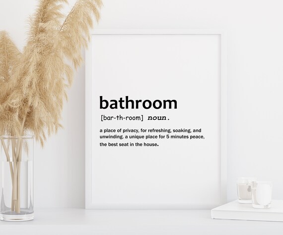 Bathroom Noun Print Framed Print Bathroom Print | Etsy