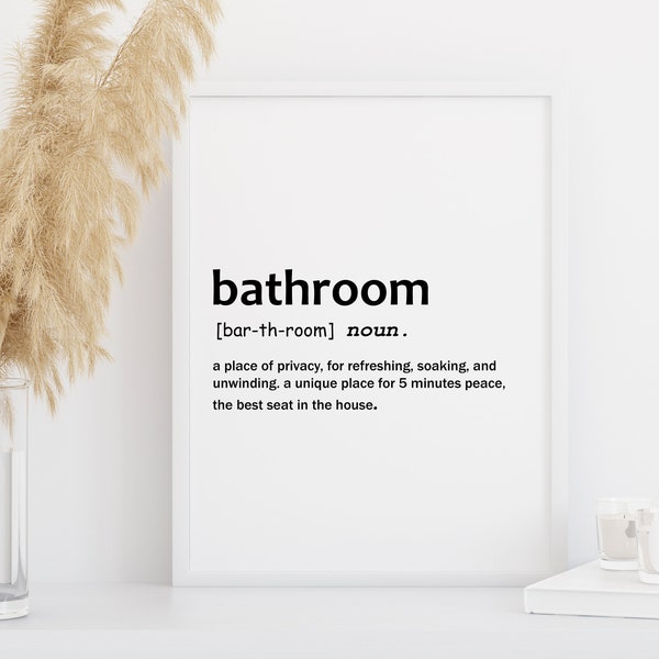 Bathroom Noun Print | Framed Print | Bathroom Print | Definition Print | Wall Art | Home Decor | Toilet Sign