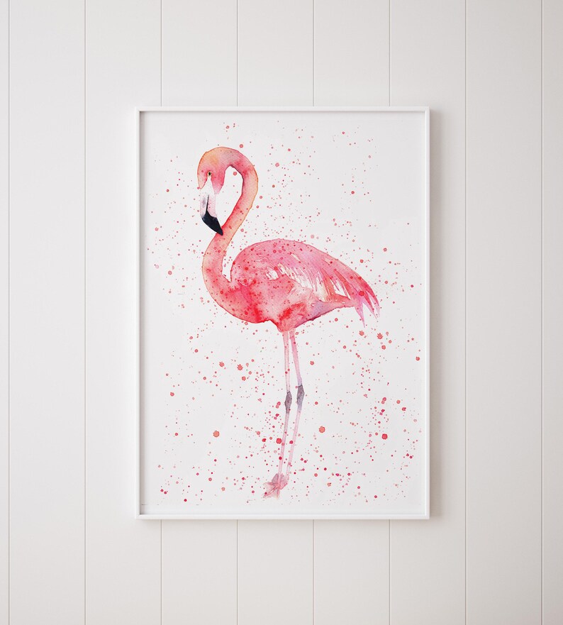 Watercolour Flamingo Splatter Print | Framed Print | Flamingo Lovers ...