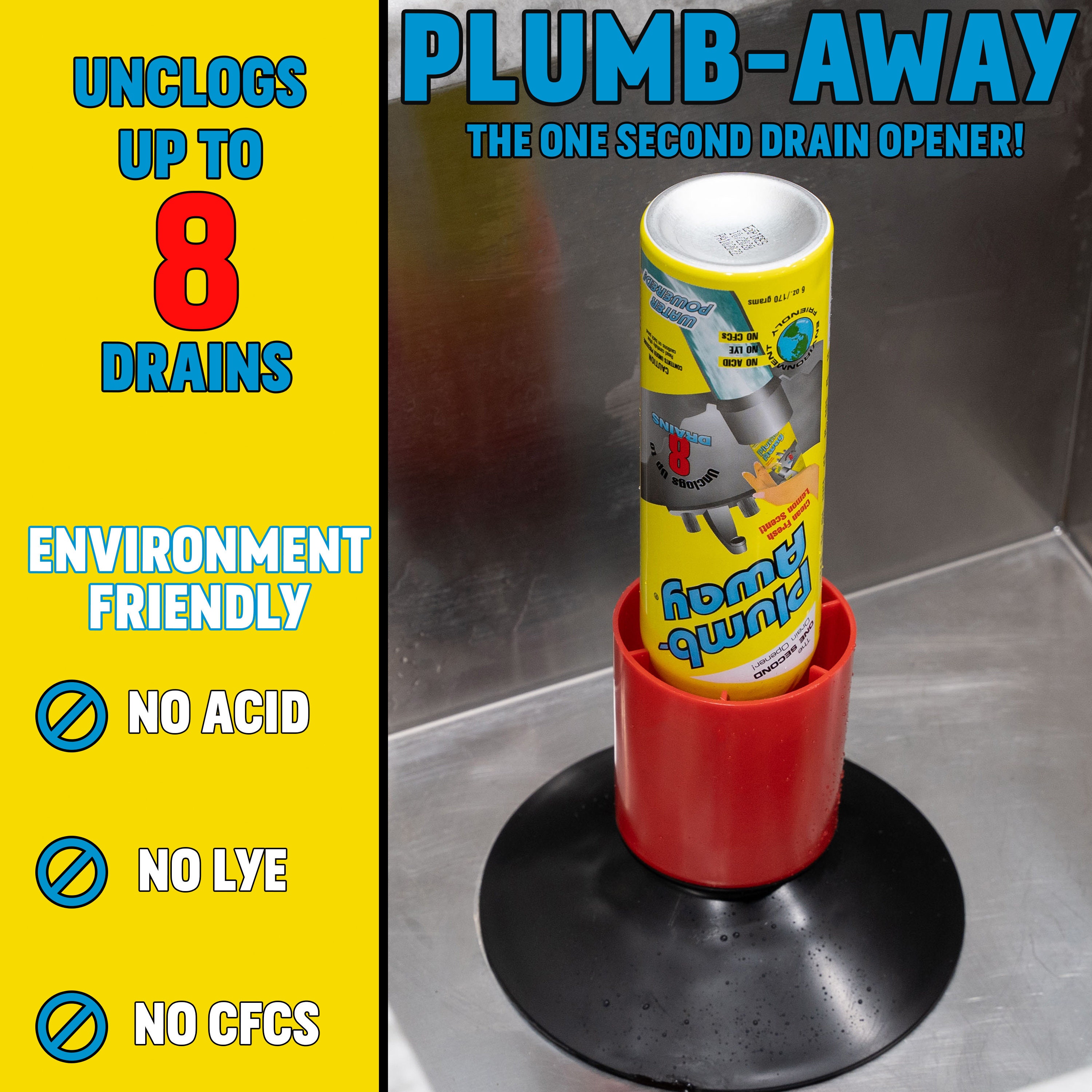 PLUMBAWAY Instantly Unclog Toilet, Sinks & Shower Drains. the Environmentally Friendly Home