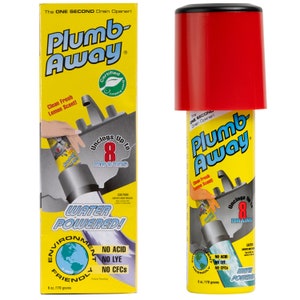 PLUMB-AWAY Instantly unclogs drains with NO chemicals! For Clogged toilet, kitchen & shower drain cleaner.Refill Canister only.