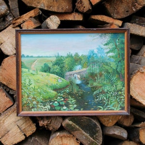 Vintage oil painting on canvas, landscape, painting by Ukrainian artists, art oil, nature, art for interior.