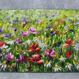 Floral Oil Painting on Canvas: Bright Green Bouquet (8x11 inches)