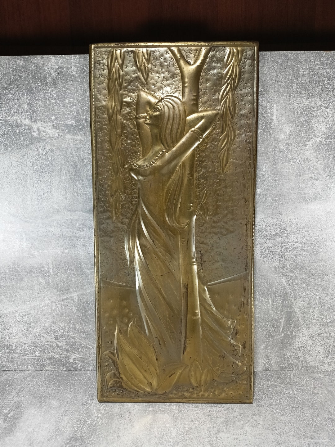 Plaque D'estampage Soviétique Vintage En Laiton - URSS Chasse, Boîte En Bois Ancien