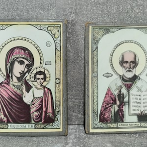 Vintage Orthodox Icon Set: Archangel Michael, Seraphim of Sarov