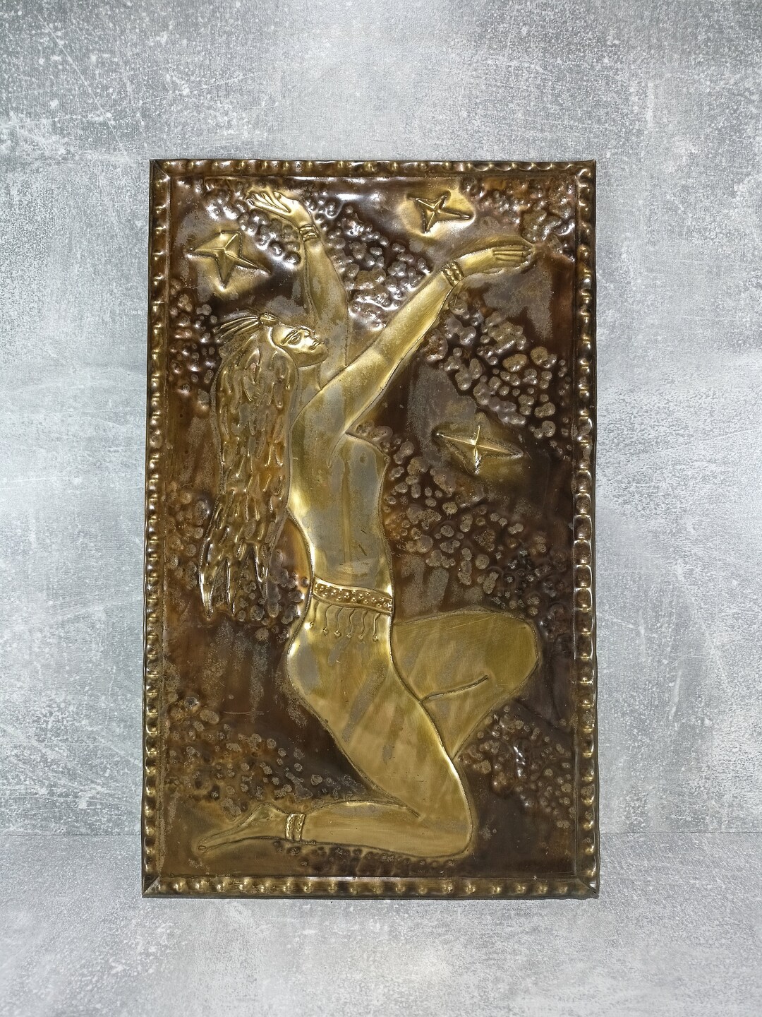 Plaque D'estampage Soviétique Vintage En Laiton - URSS Chasse, Boîte En Bois Ancien