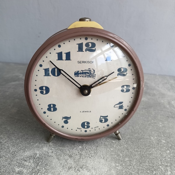 Vintage Soviet Alarm Clock 1970s Work Clock Table Clock "Serkisof" Home Retro Clock USSR Decor