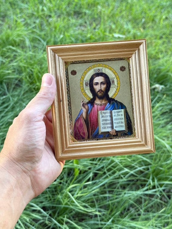 イエス・キリスト、救世主、正教会のアイコン、額入りプリント - Etsy 日本