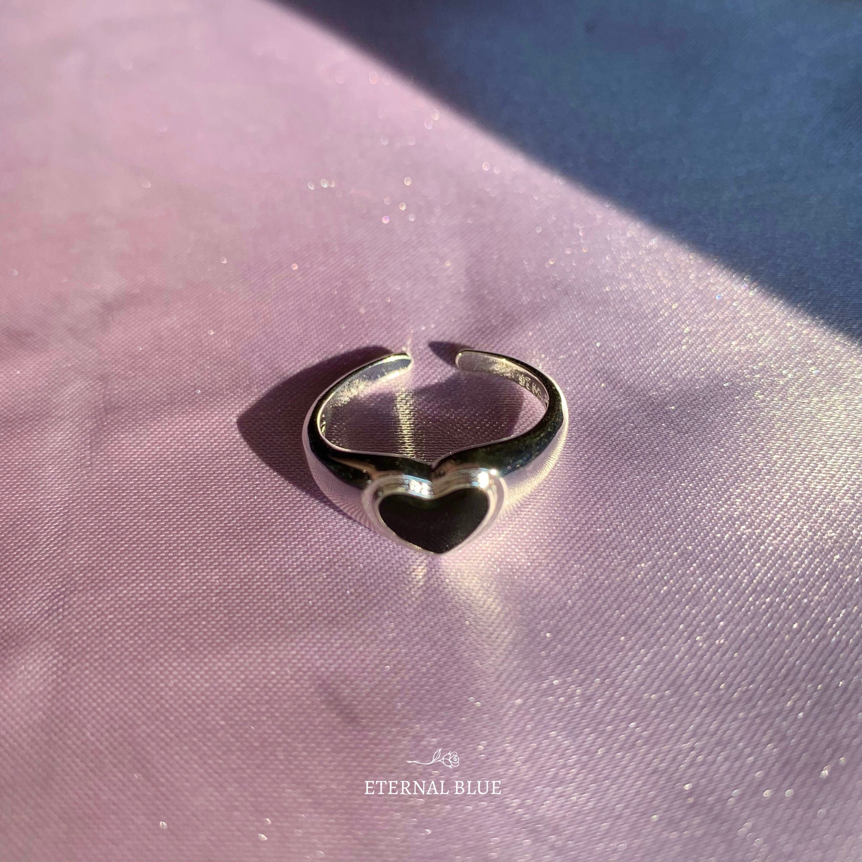 Silver Black Heart Ring rings for women silver rings | Etsy