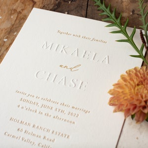 oblation letterpress cream 2-ply wedding invitation | mikaela suite sample