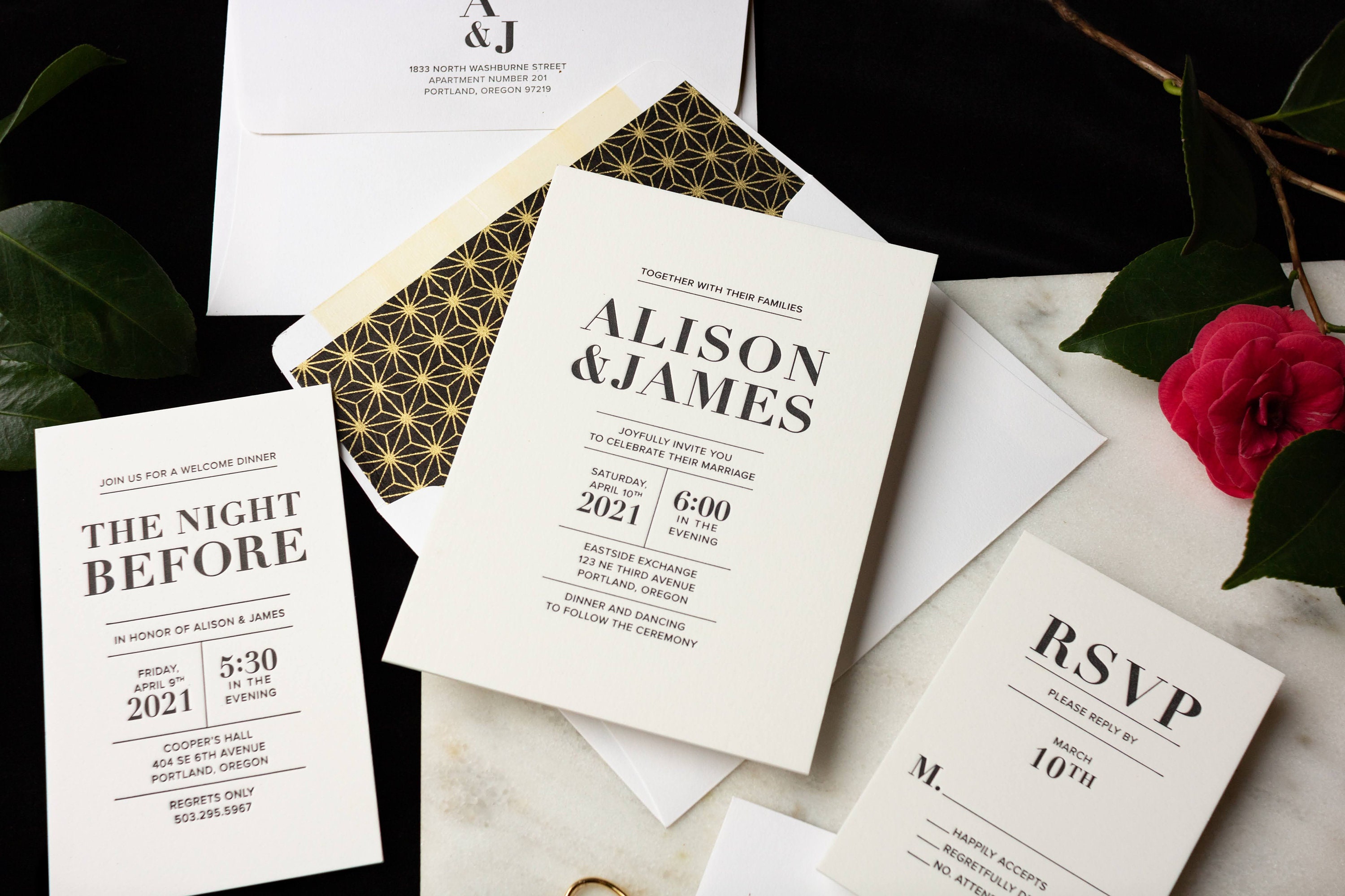 Oblation Letterpress White 4-ply Museum Board Wedding Invitation Alison ...