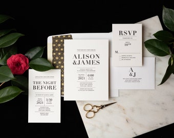 Alison Letterpress Wedding Invitation Sample - White 4-ply Paper - Oblation