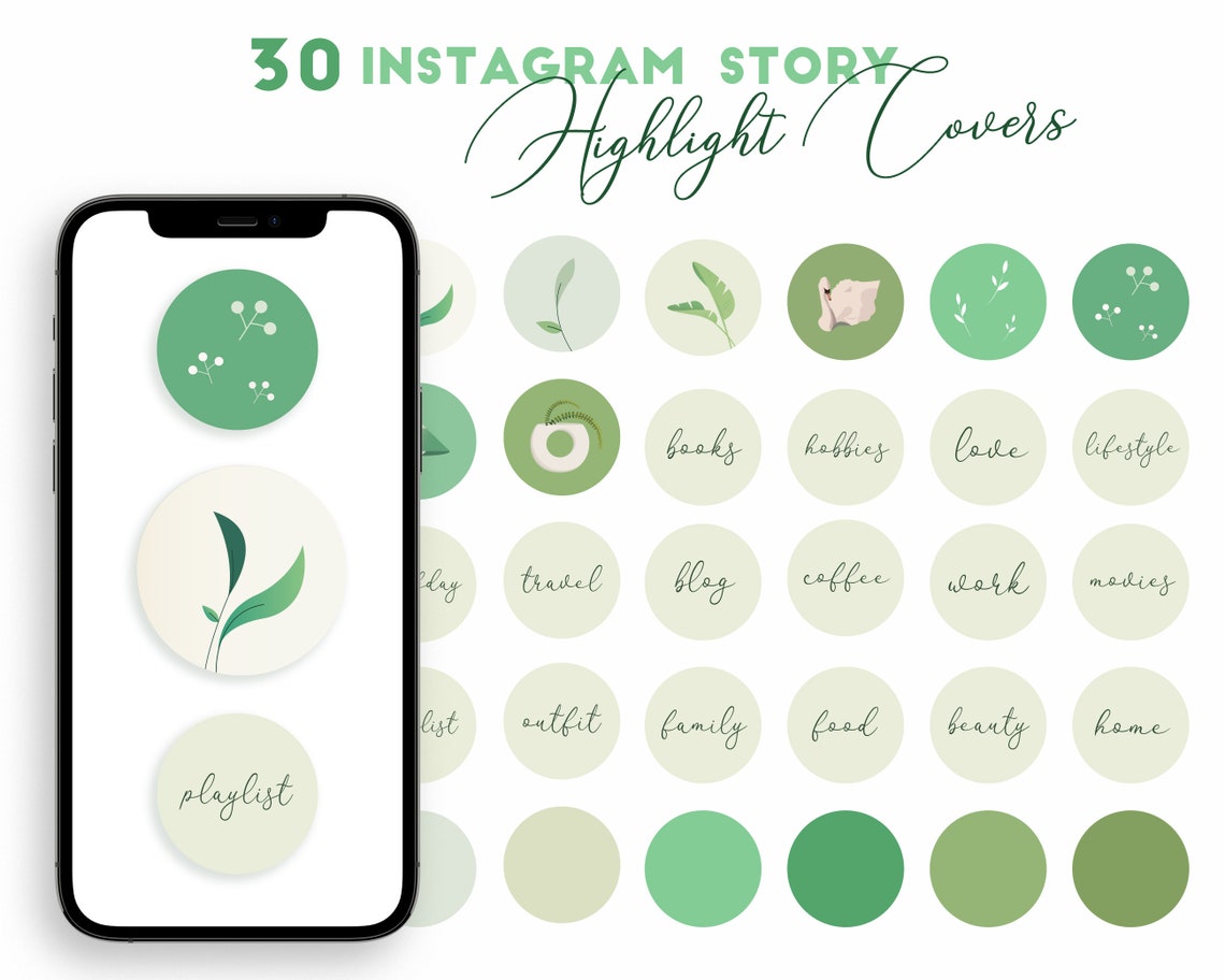 Green Tone Highlight Covers Branding for Instagram L Forest Etsy