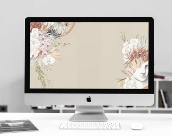 Boho minimalista abstracto escritorio fondo neutral color PDF ordenador fondo de escritorio Mac Fondo PC fondo papel pintado desnudo arte