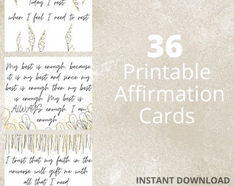 Tarjetas de afirmación Tarjetas imprimibles Descarga digital Tarjetas motivacionales Tarjeta de positividad Tarjetas de manifestación Cubierta de afirmación Afirmación diaria