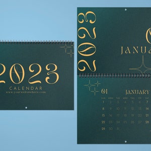 Elegant wall printable 2023 Calendar, Sunday Start, A4 Landscape
