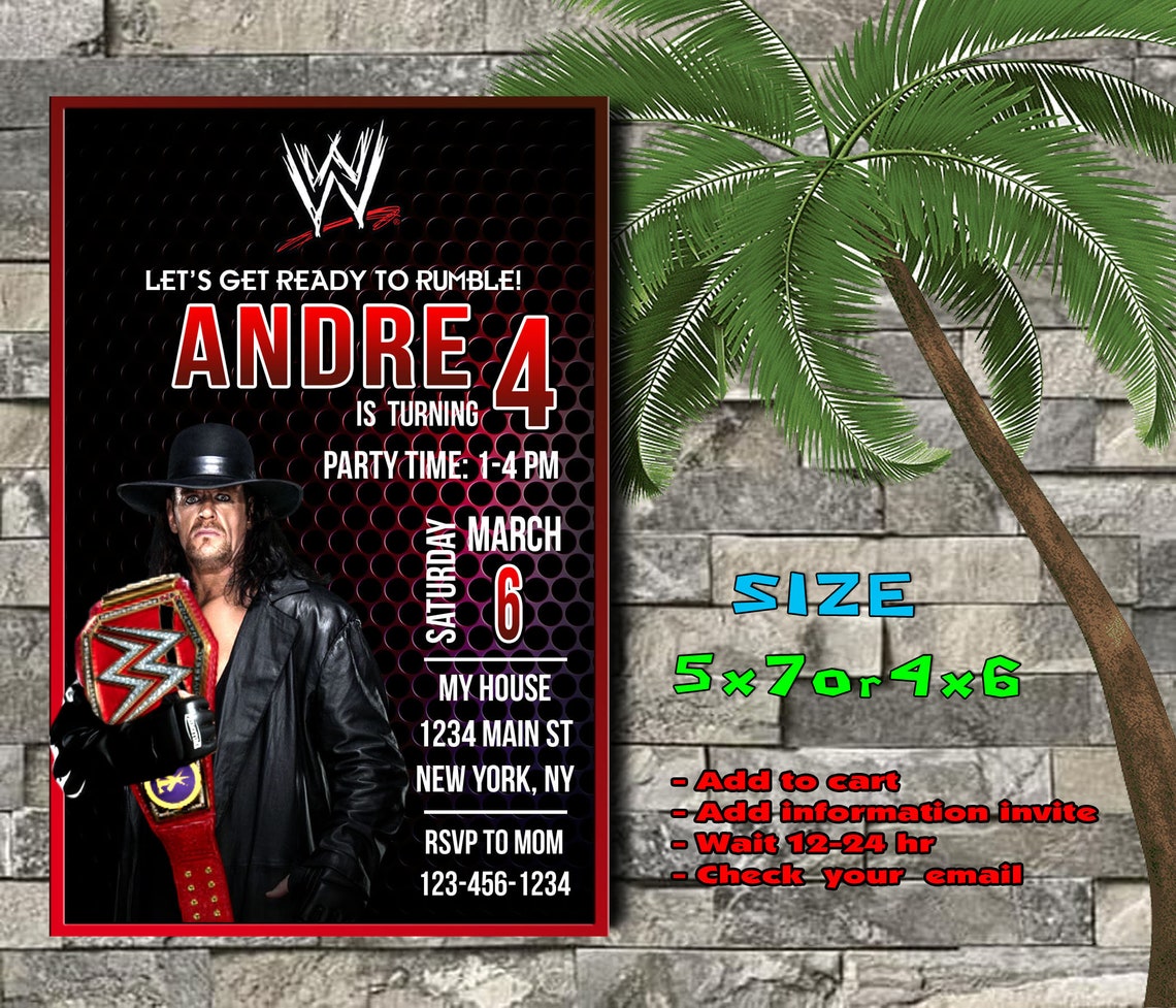Wwe Invitations Wwe Birthday Kids Invitations Birthday | Etsy