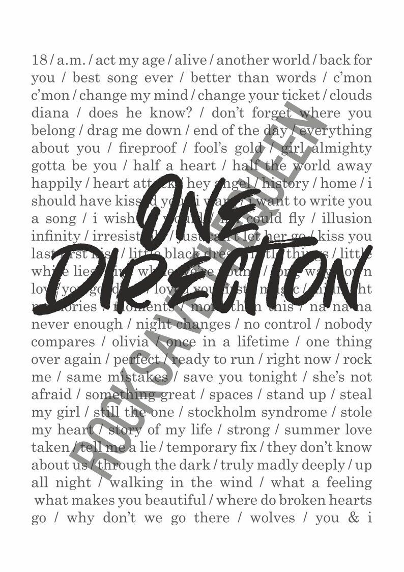 One Direction Printable Poster / One Direction Songs / One - Etsy