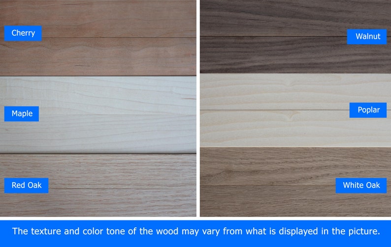 Different species of wood available for this floating frames