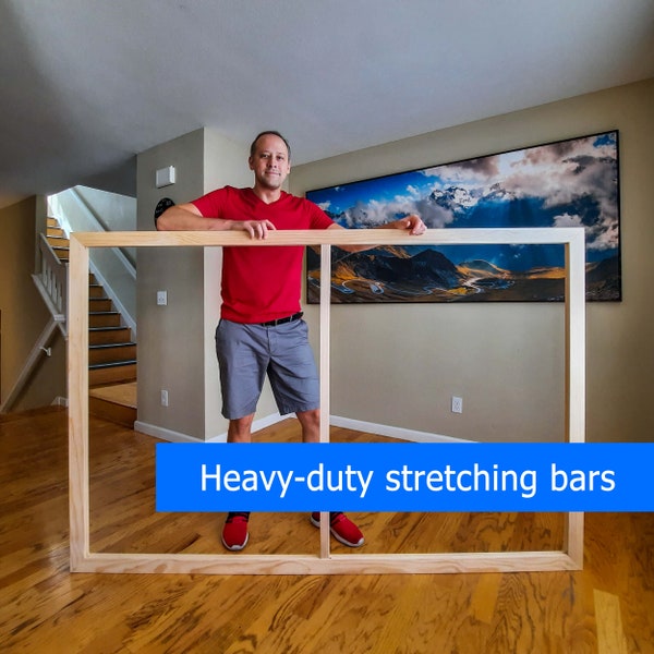 Large canvas stretching bars | Custom sizes canvas frame | Heavy duty 1.5"x2.25" profile | Museum canvas stretcher