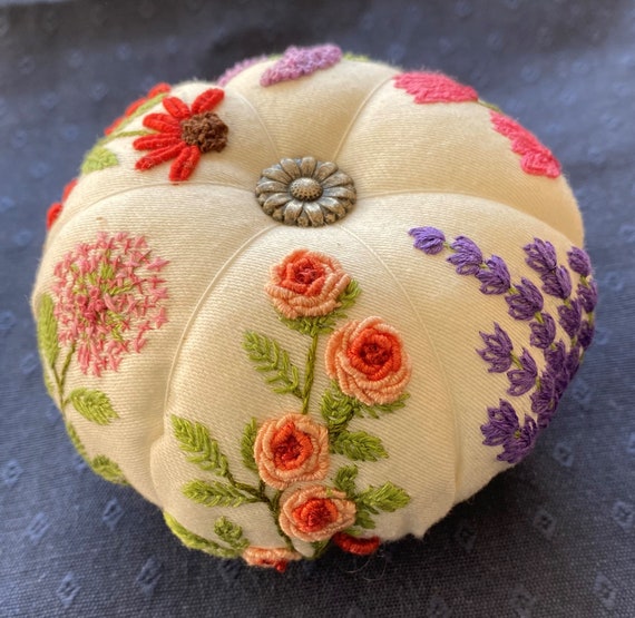 Pincushion Embroidery Kit Beautiful Hand Embroidered Etsy