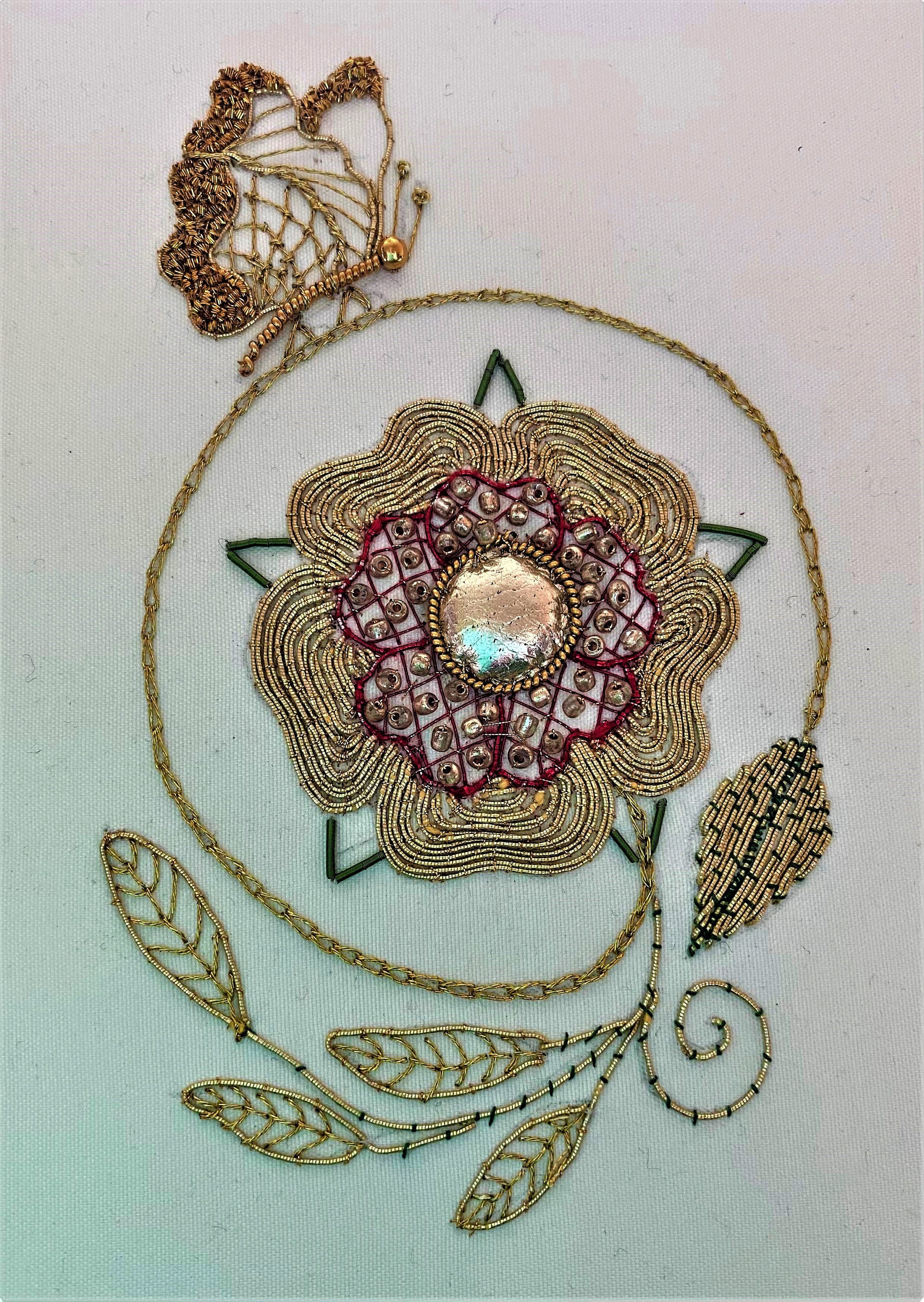 Goldwork Embroidery Kit Tudor Rose and Butterfly Etsy