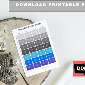 Weekly Meal Planner Printable: Family Menu Template (Digital Download)