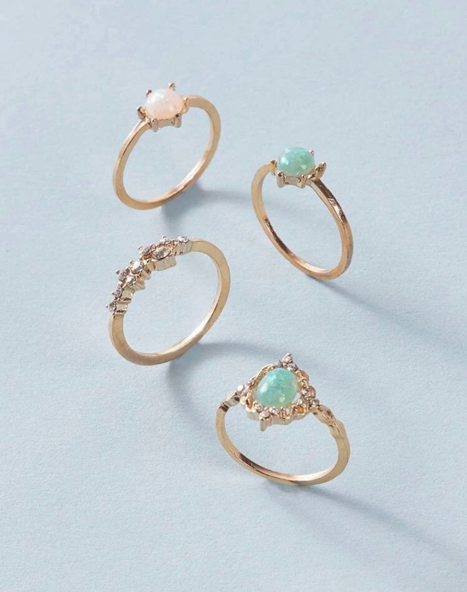 Stackable Gem Stone Rings 4 Piece Collection | Etsy