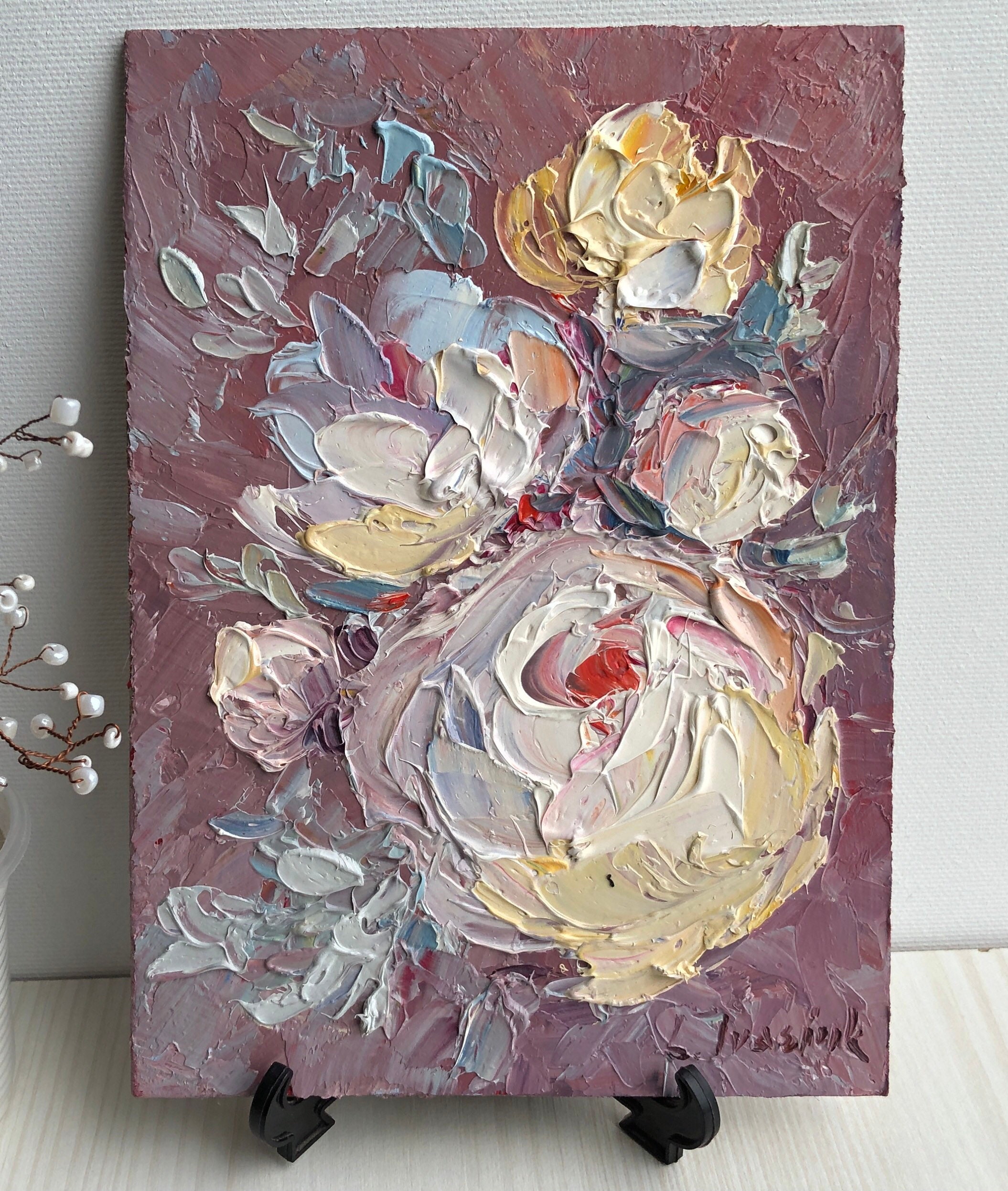 Flowers Painting Original Impasto Art White Peony Artwork 7 by | Etsy